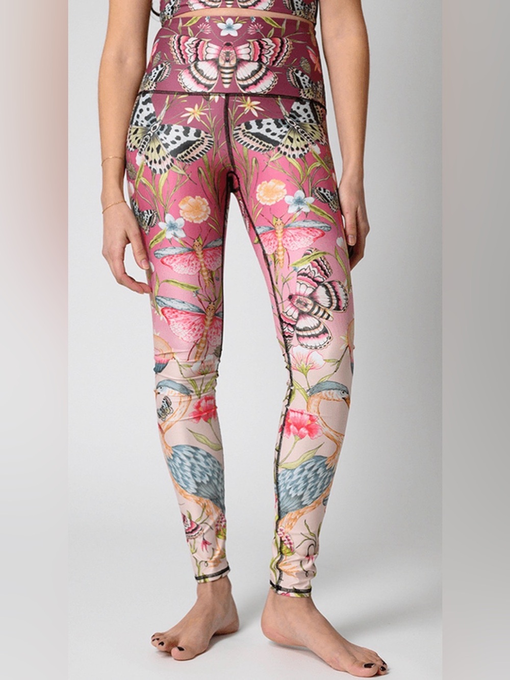 Yoga Democracy Pretty In Pink Full Length Leggings Size SMALL